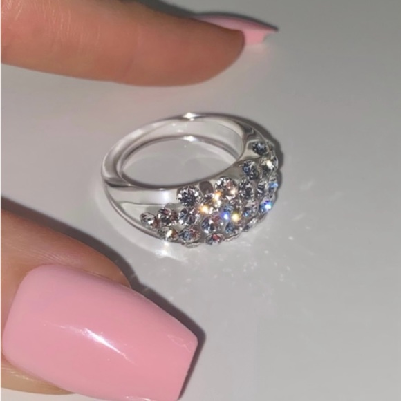 Acrylic Ring With Swarovski Crystals, Lucite Ring, Modern Crystal Ring - Picture 7 of 13